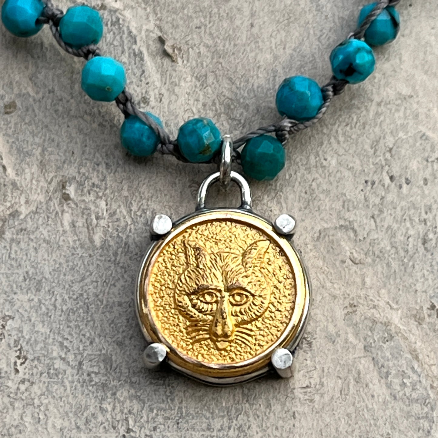 Little Lovely Gilded Fox Mask Button Necklace