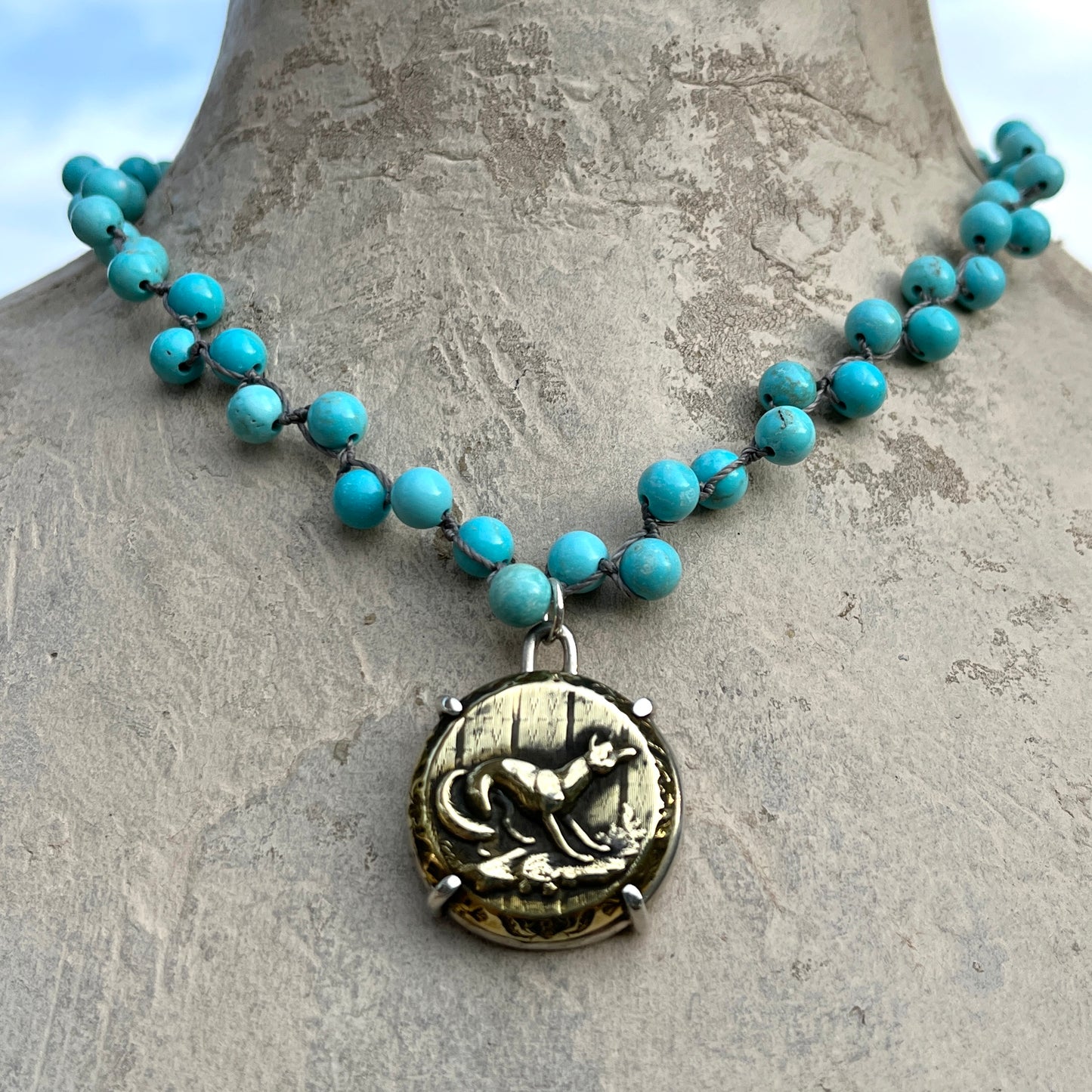 Brass Fox Button Necklace