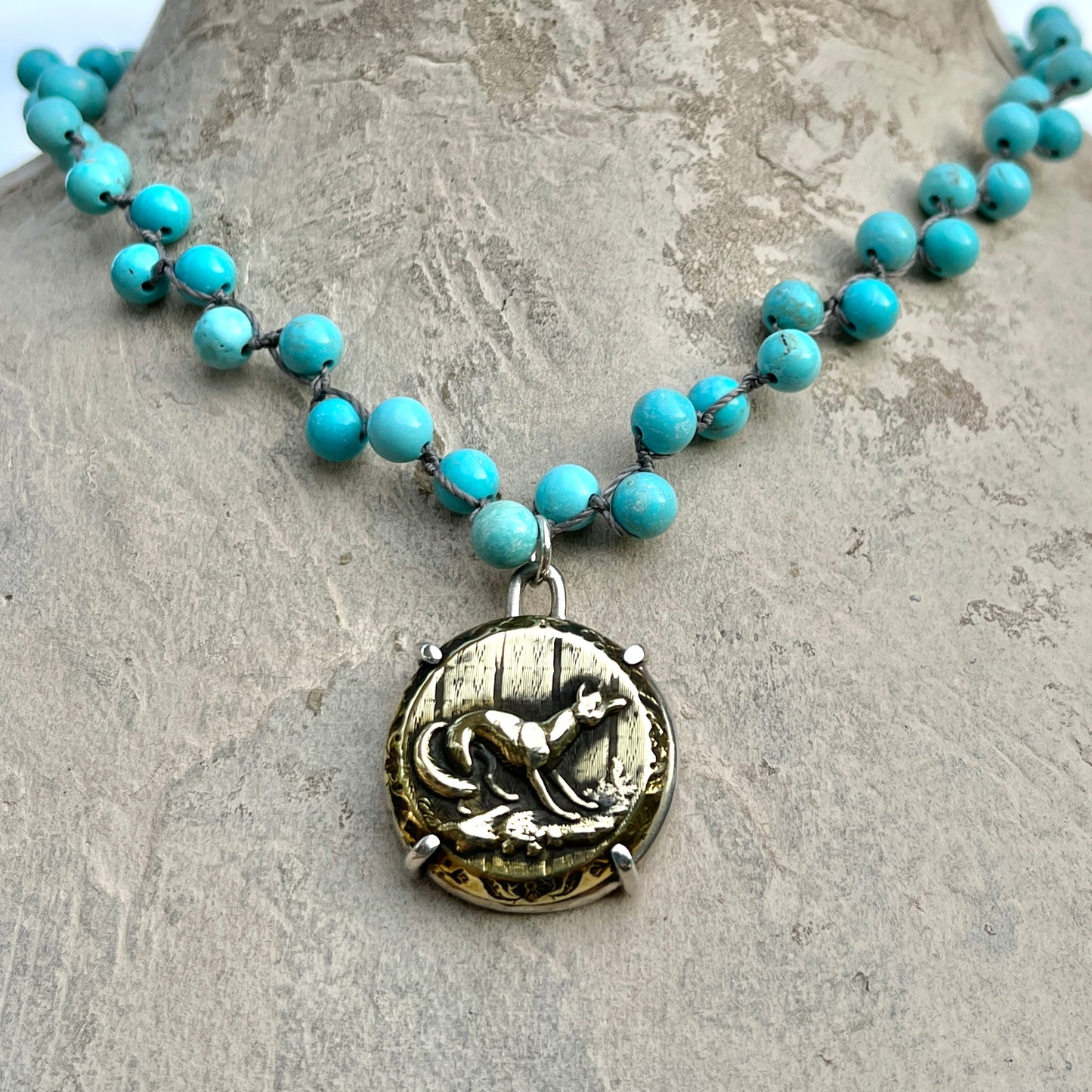 Brass Fox Button Necklace