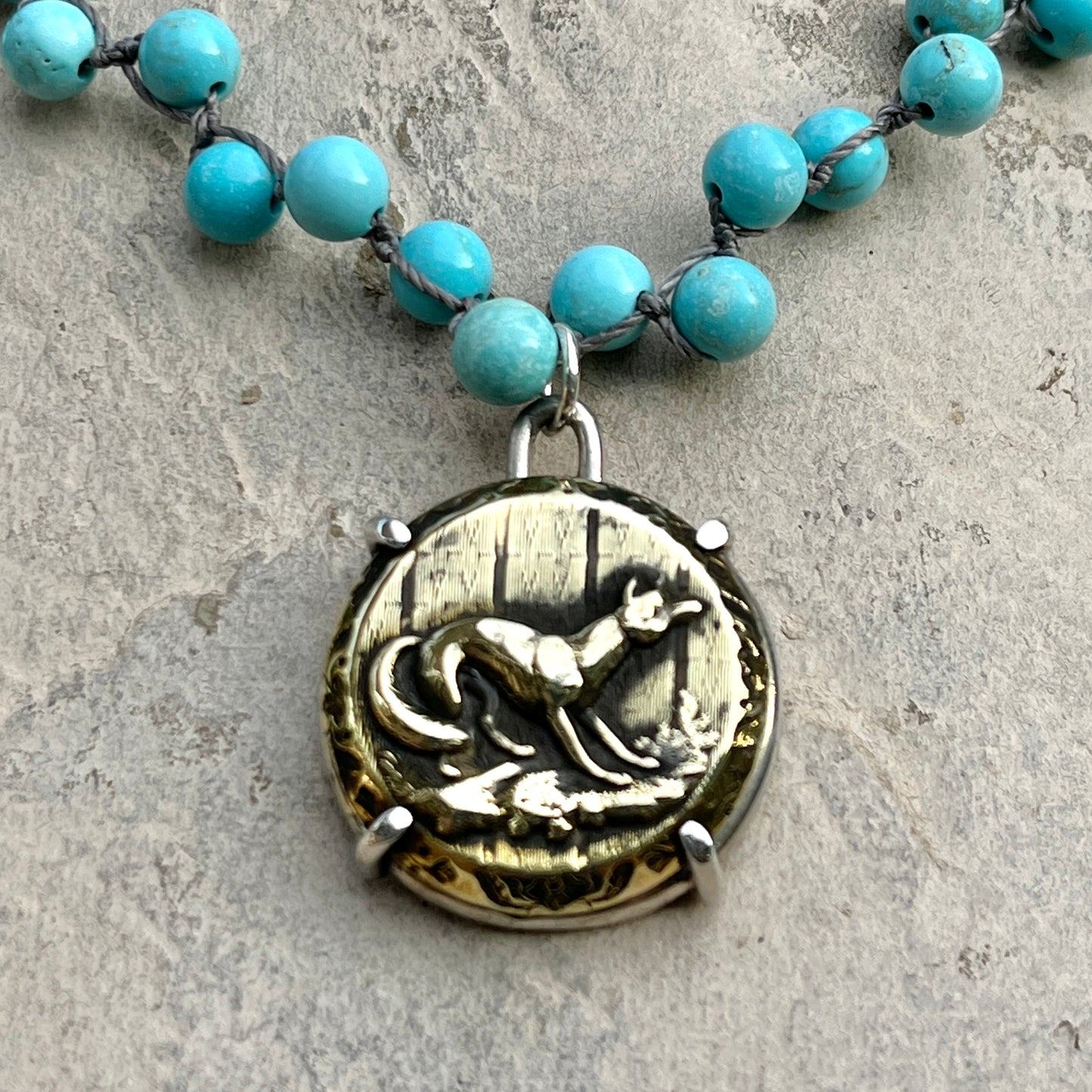 Brass Fox Button Necklace