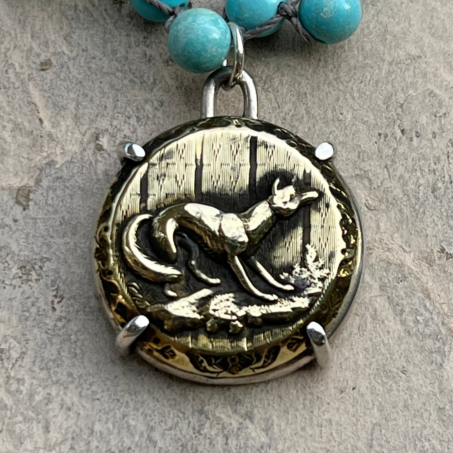 Brass Fox Button Necklace