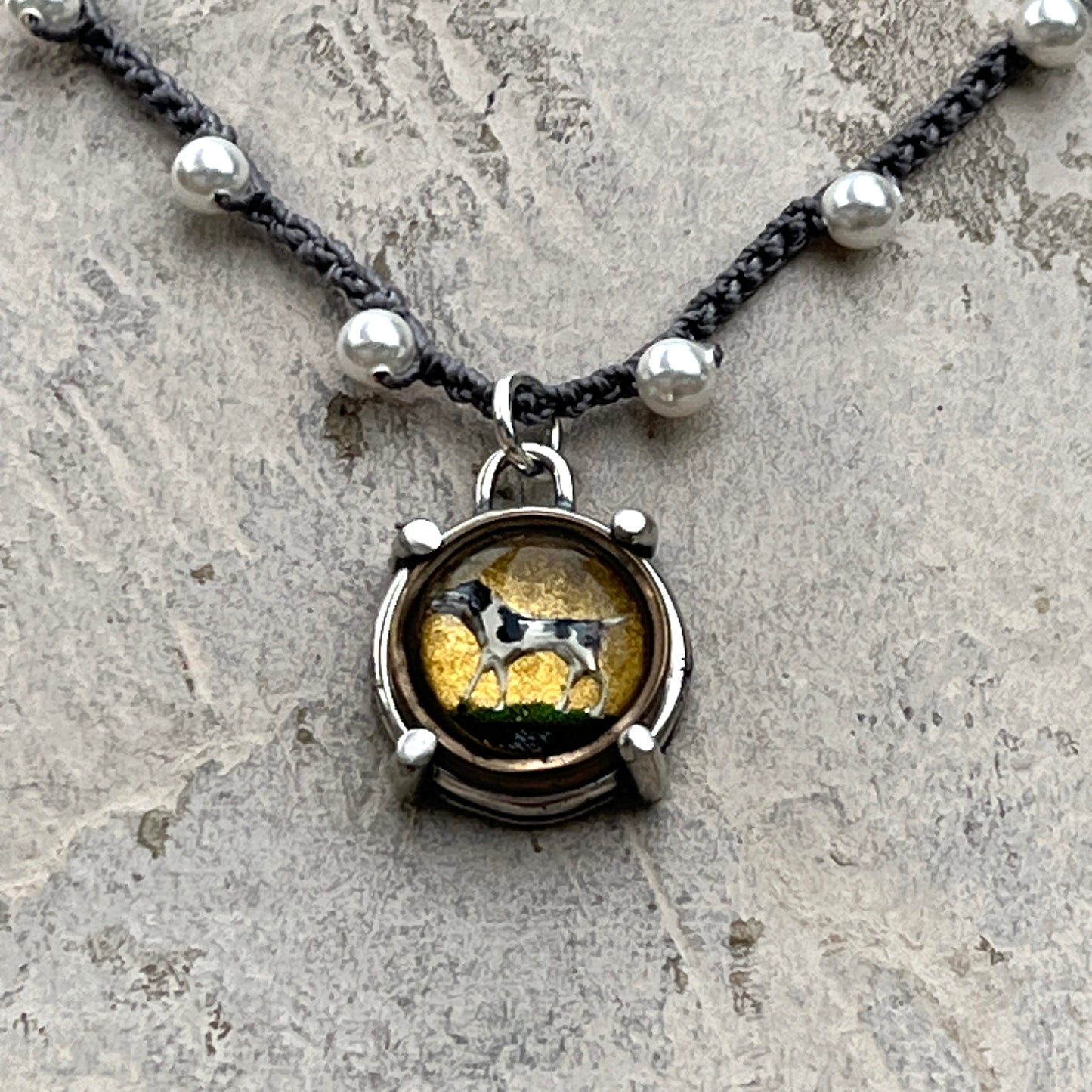 Little Lovely Hunting Dog Button Necklace