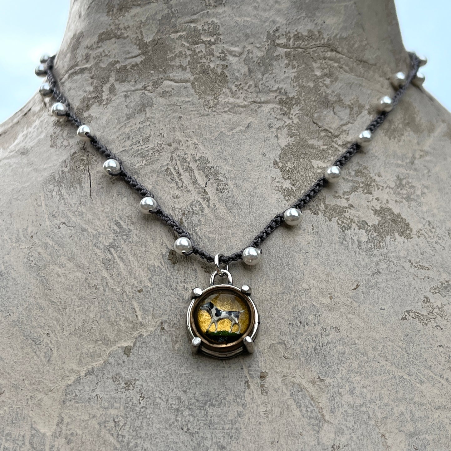 Little Lovely Hunting Dog Button Necklace