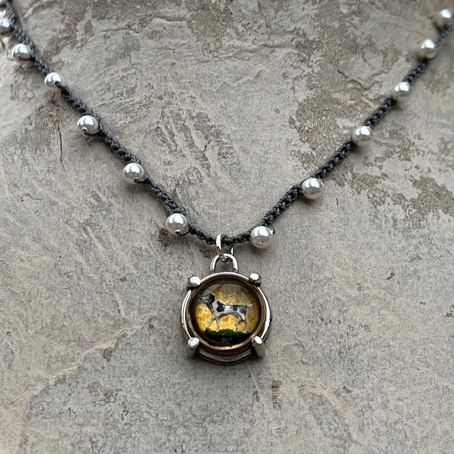 Little Lovely Hunting Dog Button Necklace