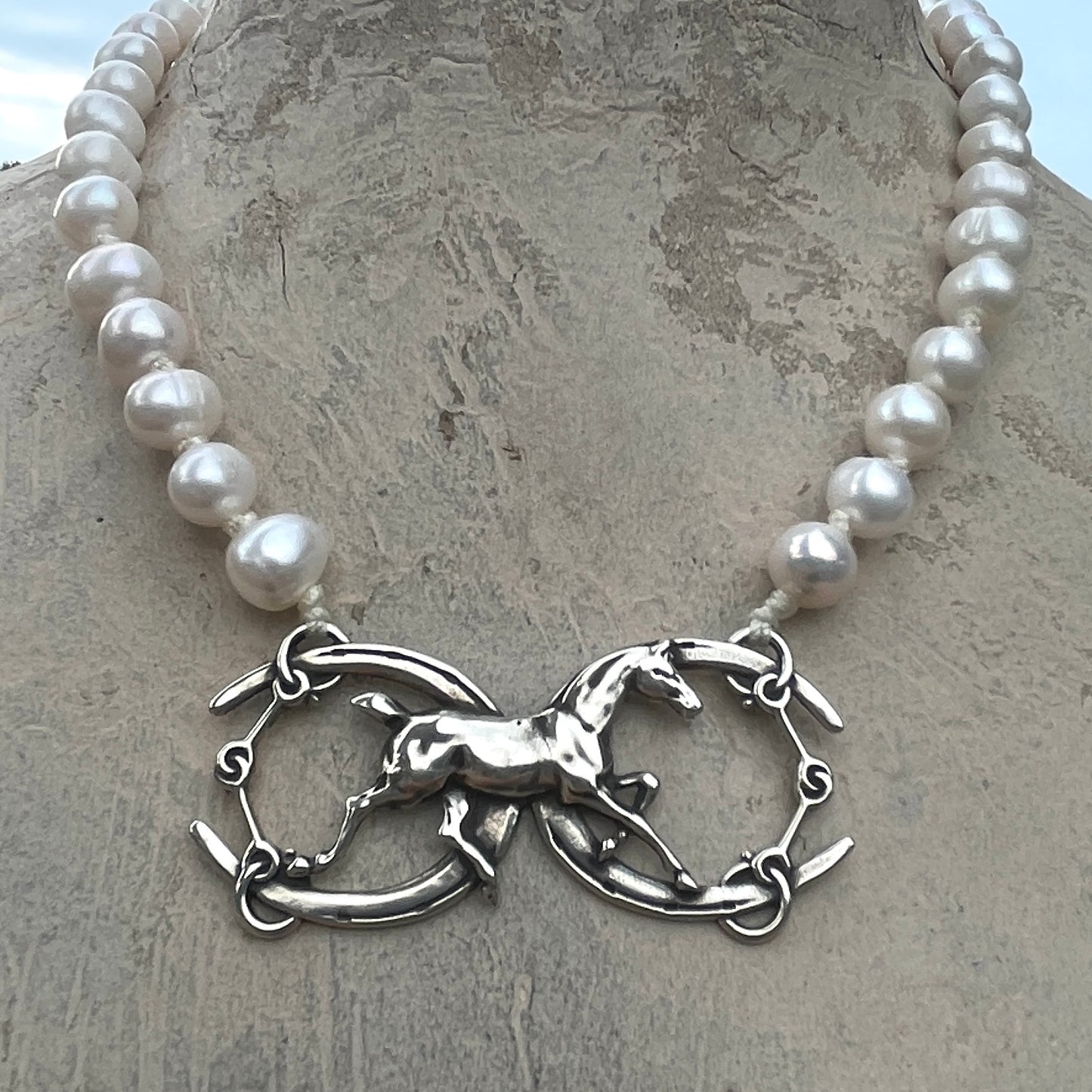 Lucky Horse on Pearl Necklace