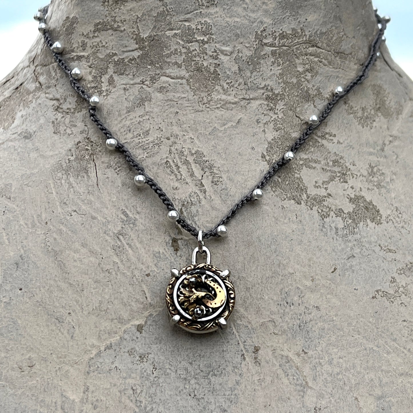Little Lovely Victorian Horseshoe Button Necklace
