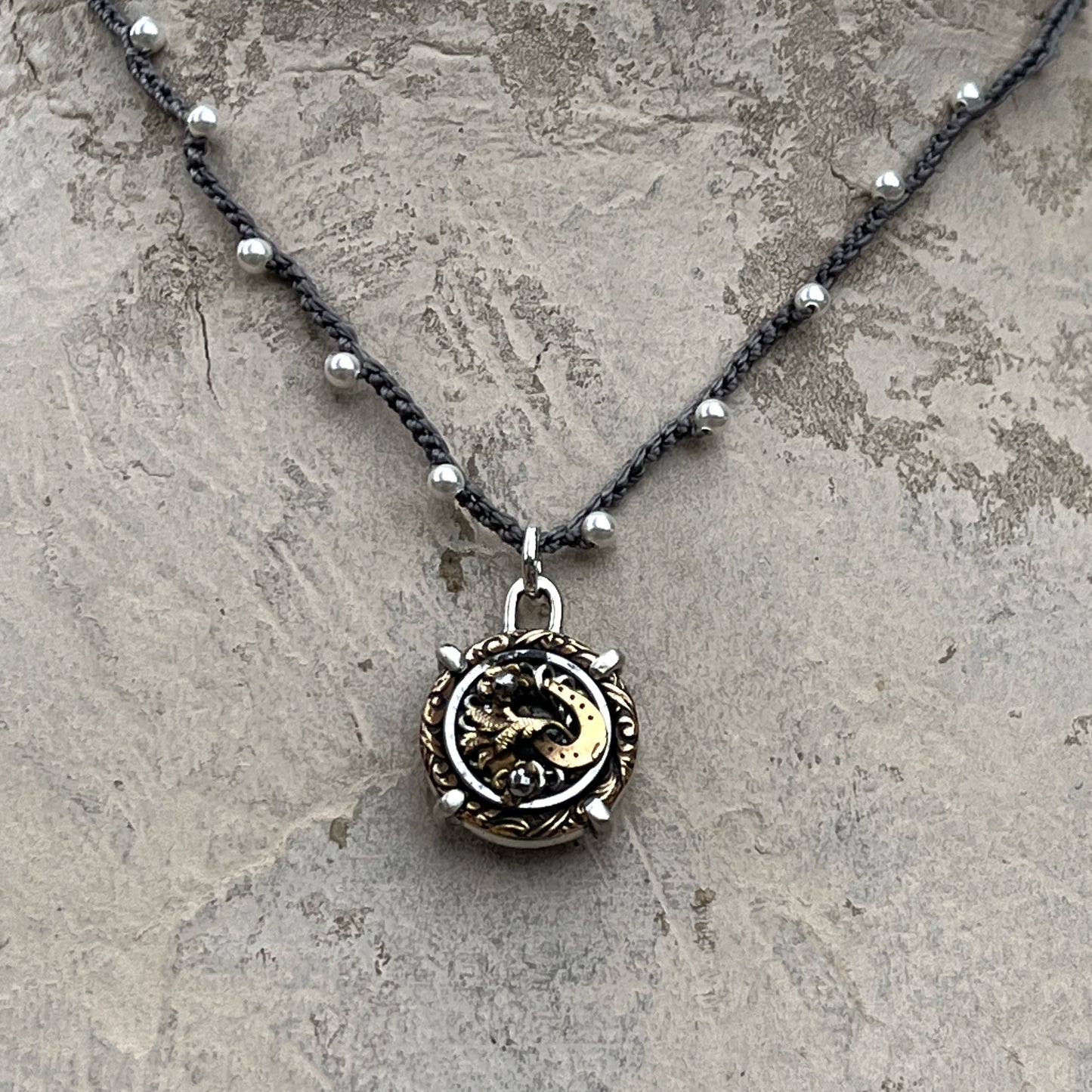 Little Lovely Victorian Horseshoe Button Necklace