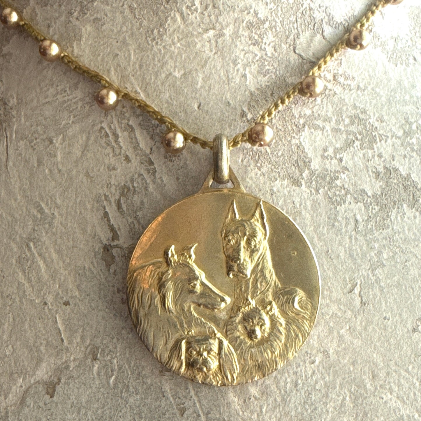 Italian Dog Show Medal on Cord Necklace