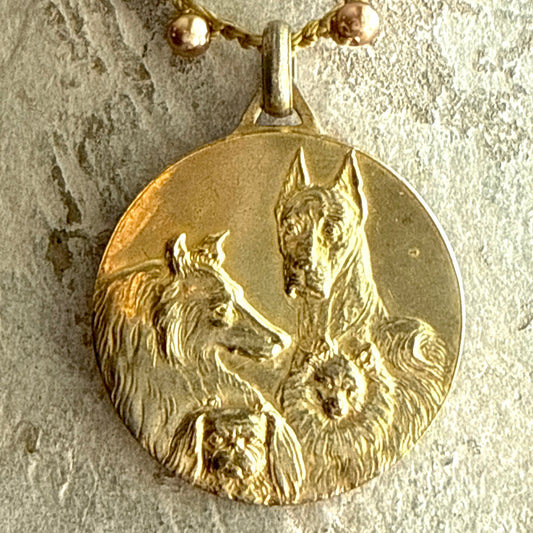 Italian Dog Show Medal on Cord Necklace