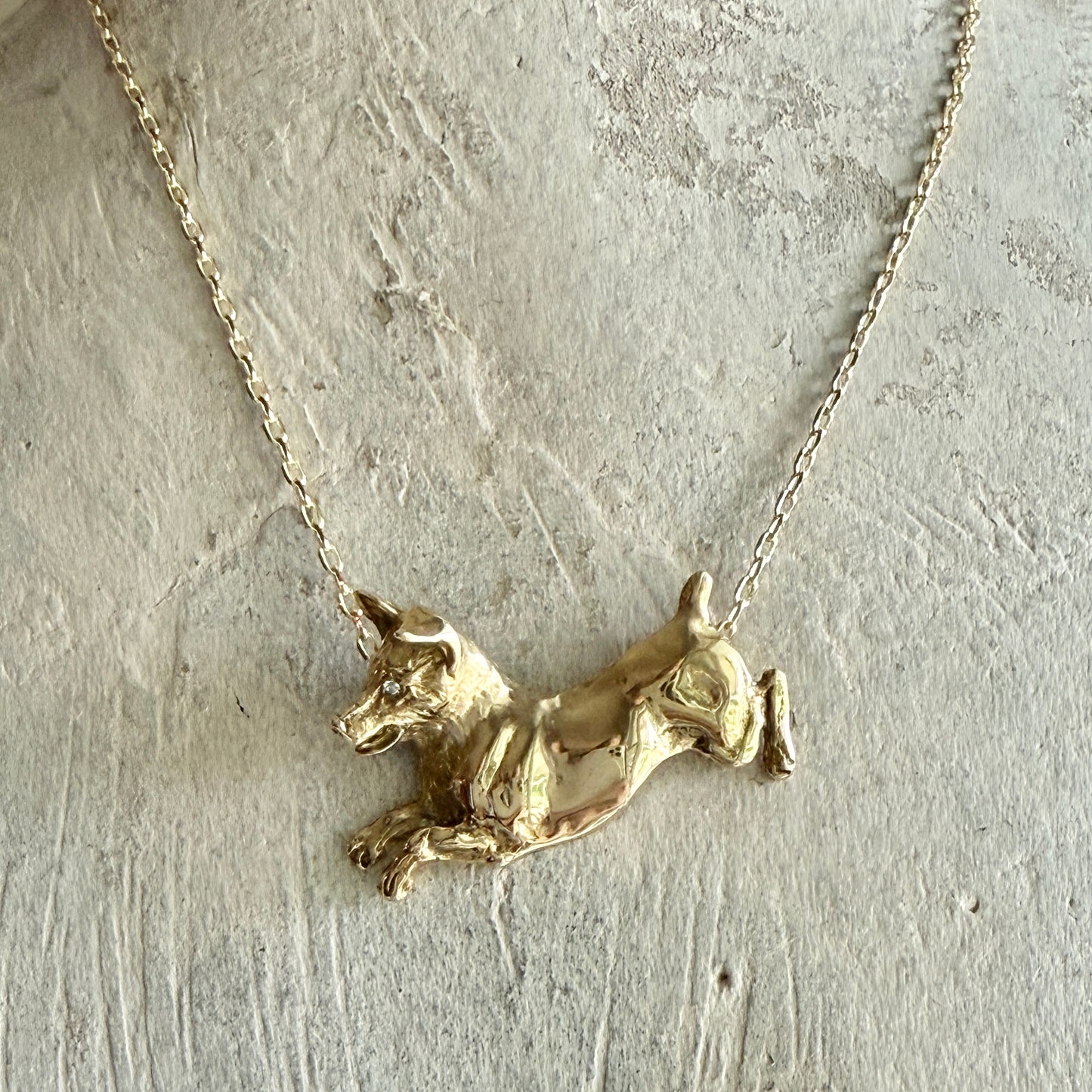 Polished Bronze Jack Russell Terrier Necklace