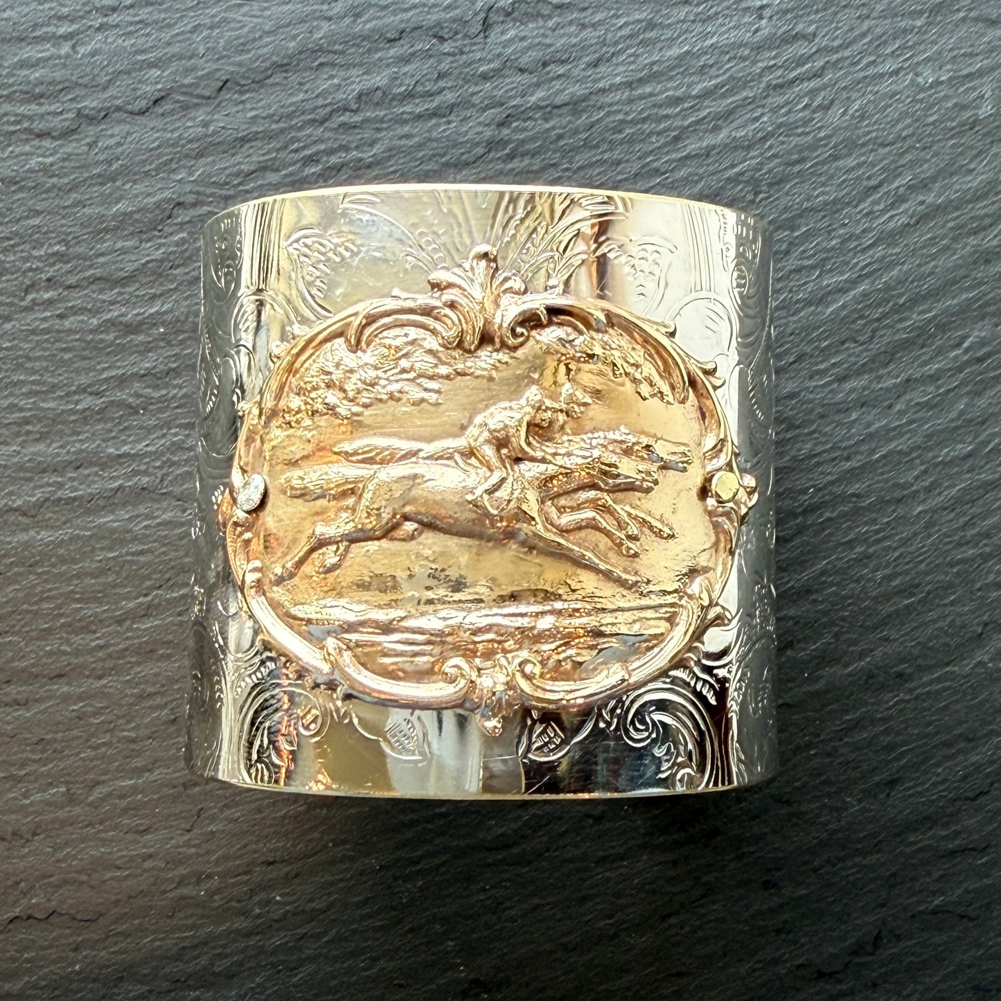 Silver Platter Racing Cuff Bracelet