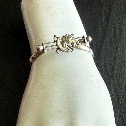 Sterling Stock Pin Cuff Horse Bracelet