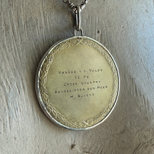 Vintage Dutch Gold Wash Steeplechase Horse Medal on Sterling Chain
