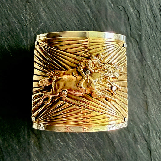 Silver Platter Horse Racing Cuff Bracelet