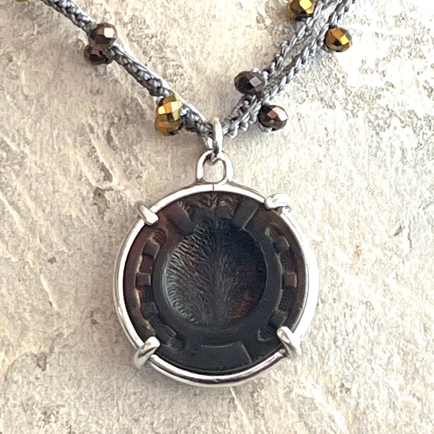 Hand-Carved Horseshoe Button Necklace