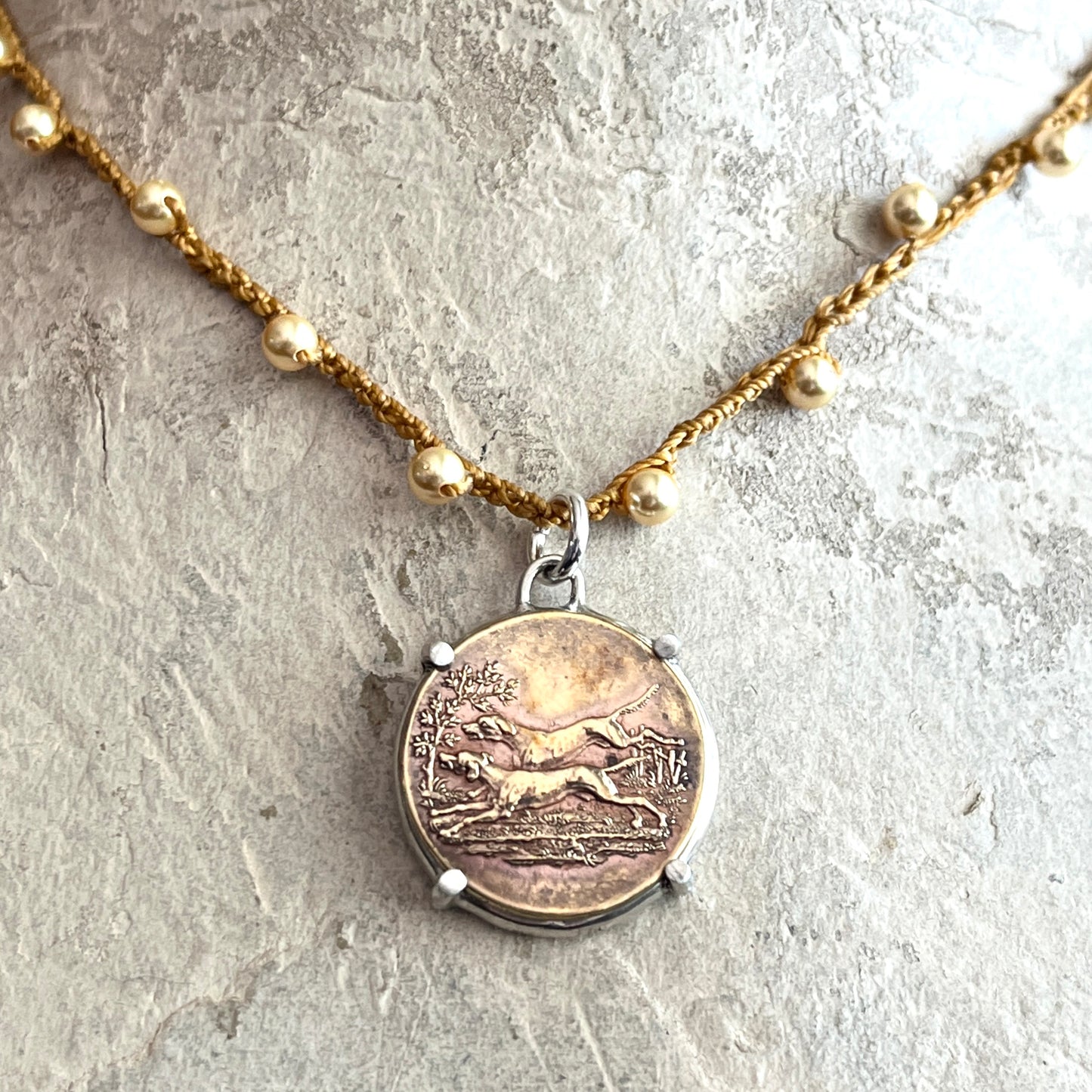 Hound Couple Button Necklace
