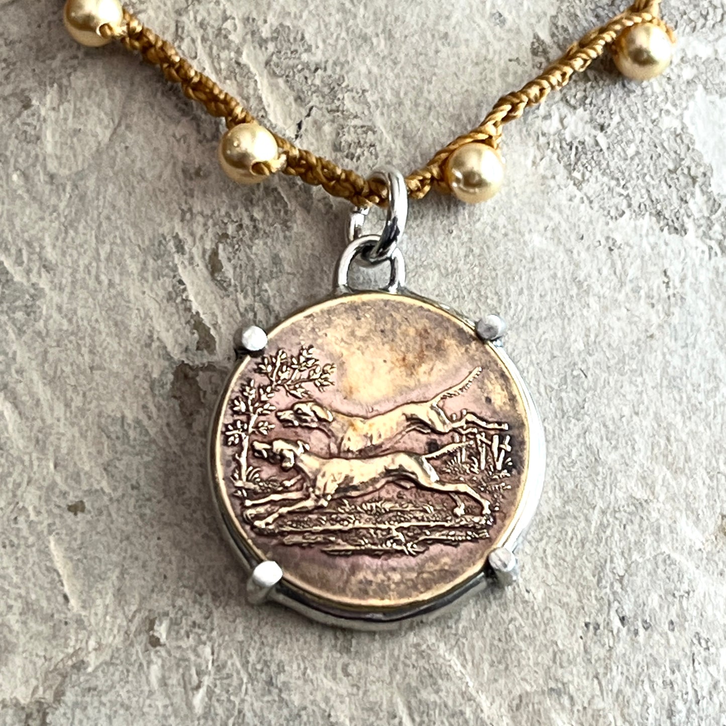 Hound Couple Button Necklace