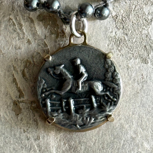 Pewter Galloping Horse Button