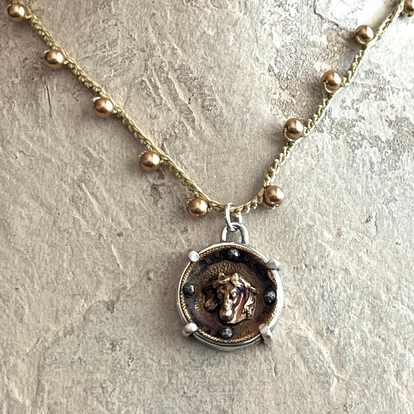 Little Lovely Baroque Horse Button Necklace