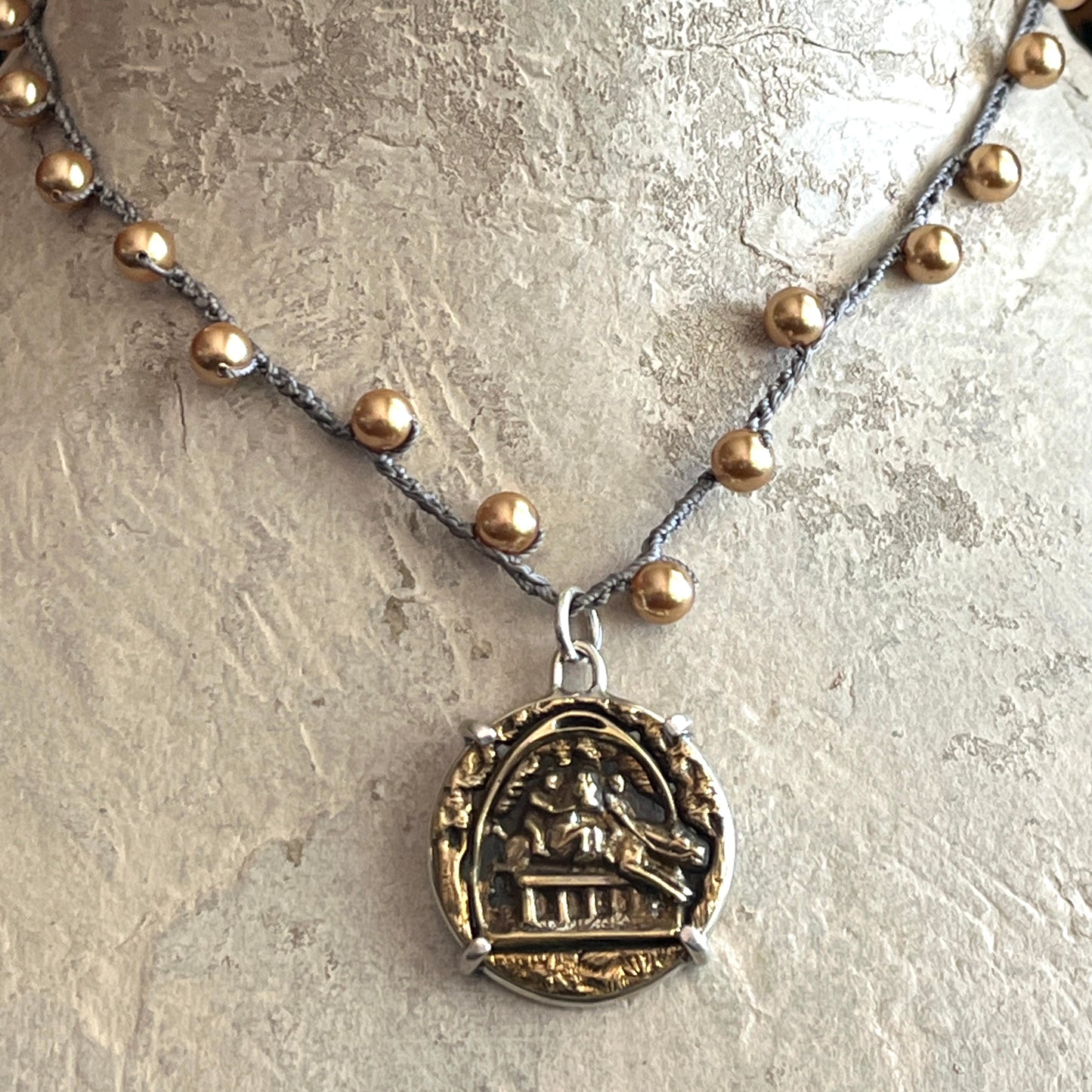 Brass Steeplechase Button Necklace