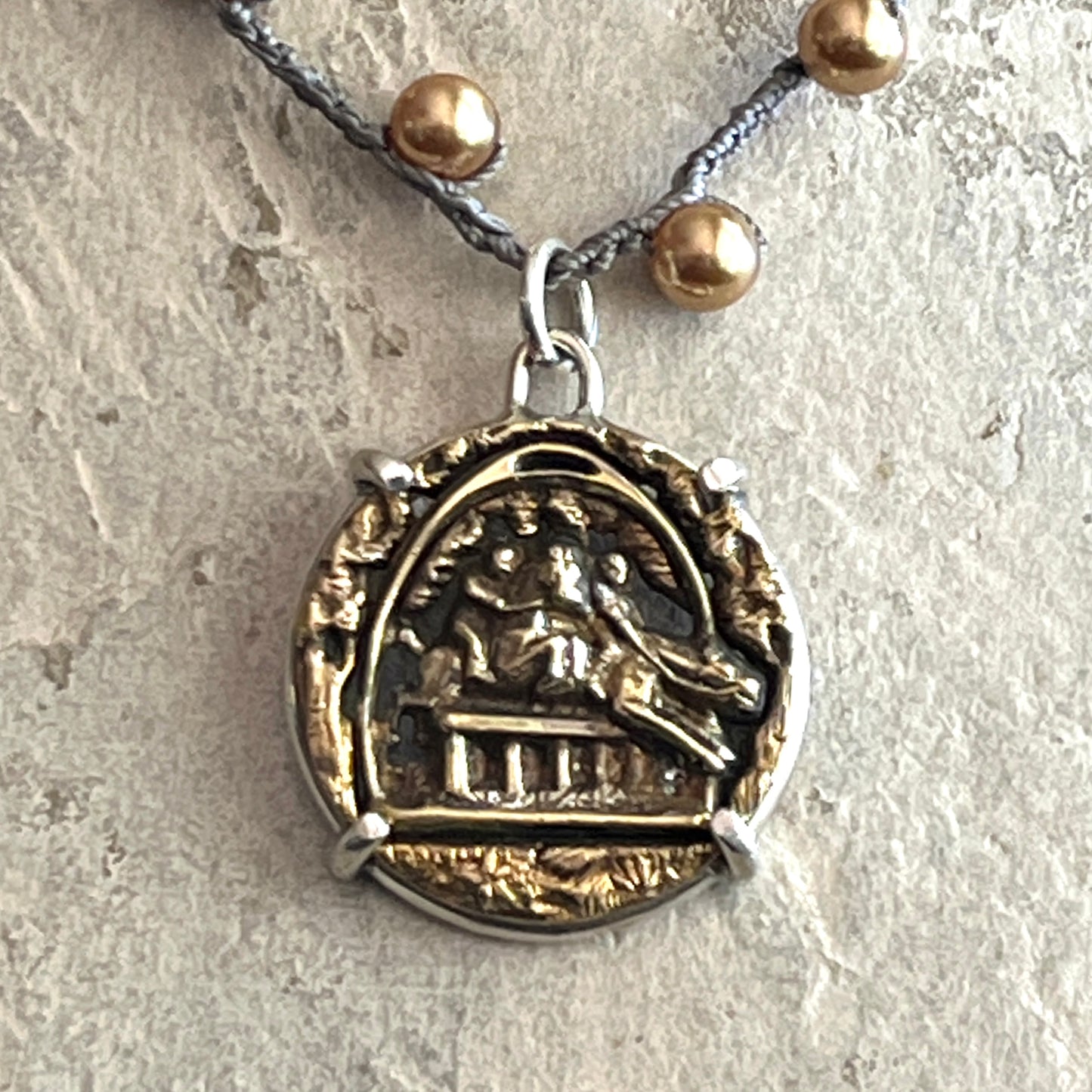 Brass Steeplechase Button Necklace