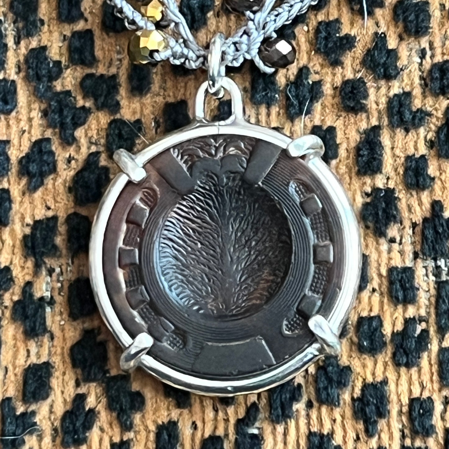 Hand-Carved Horseshoe Button Necklace