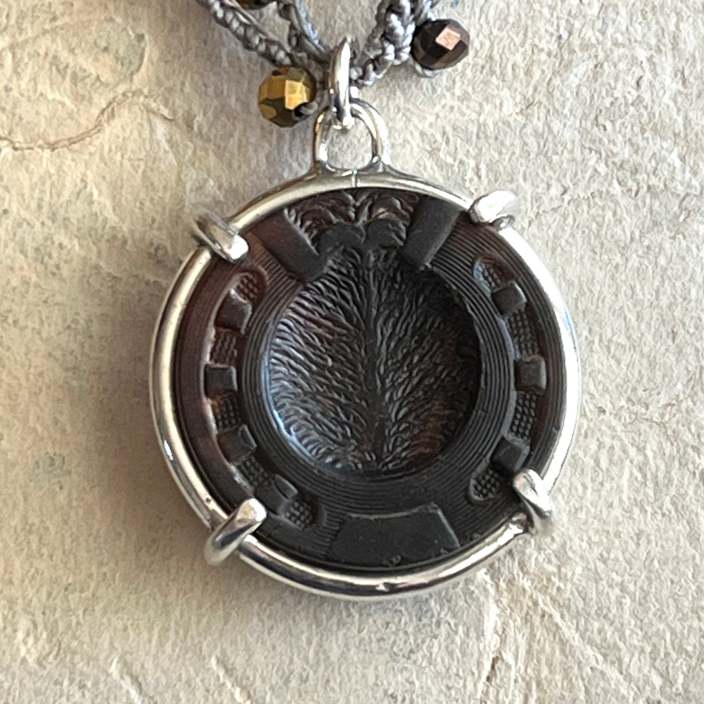Hand-Carved Horseshoe Button Necklace