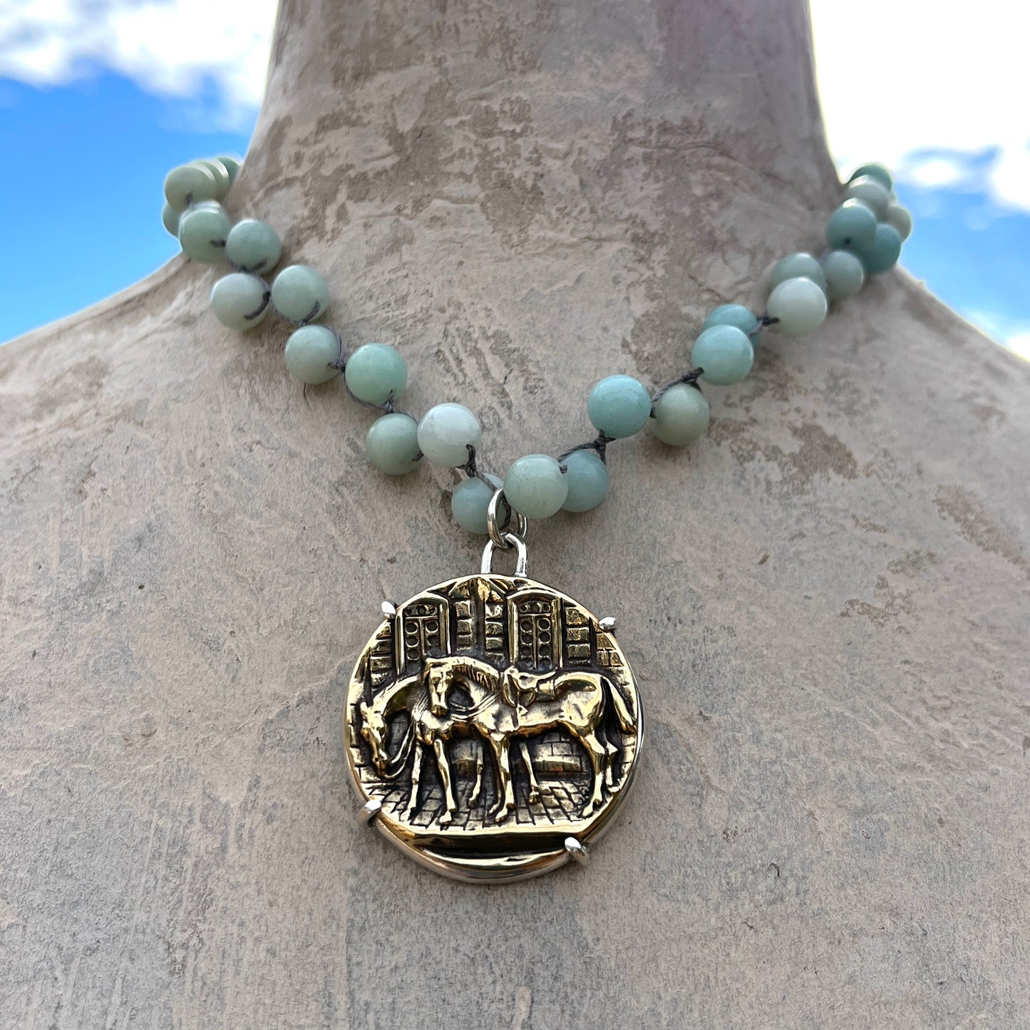 All Saddled Up on Pearl Medal Necklace