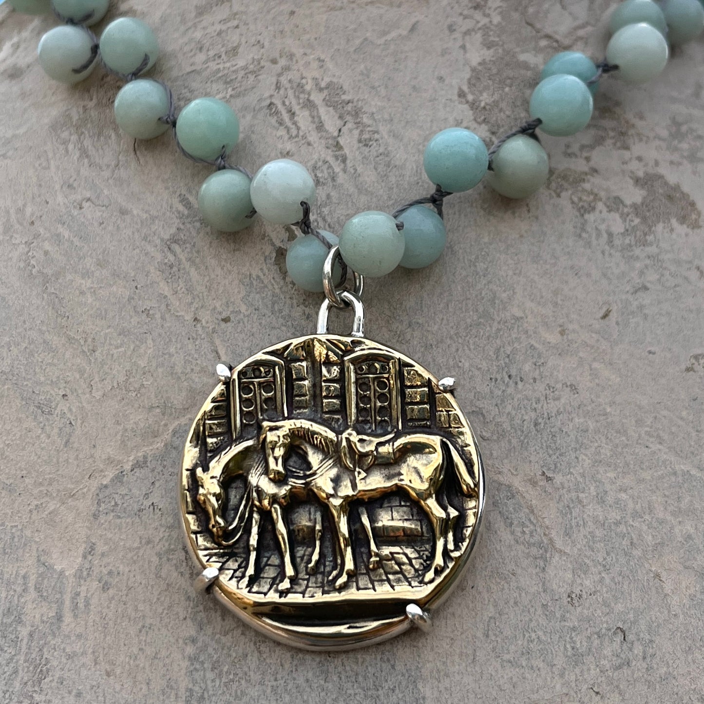 All Saddled Up on Pearl Medal Necklace