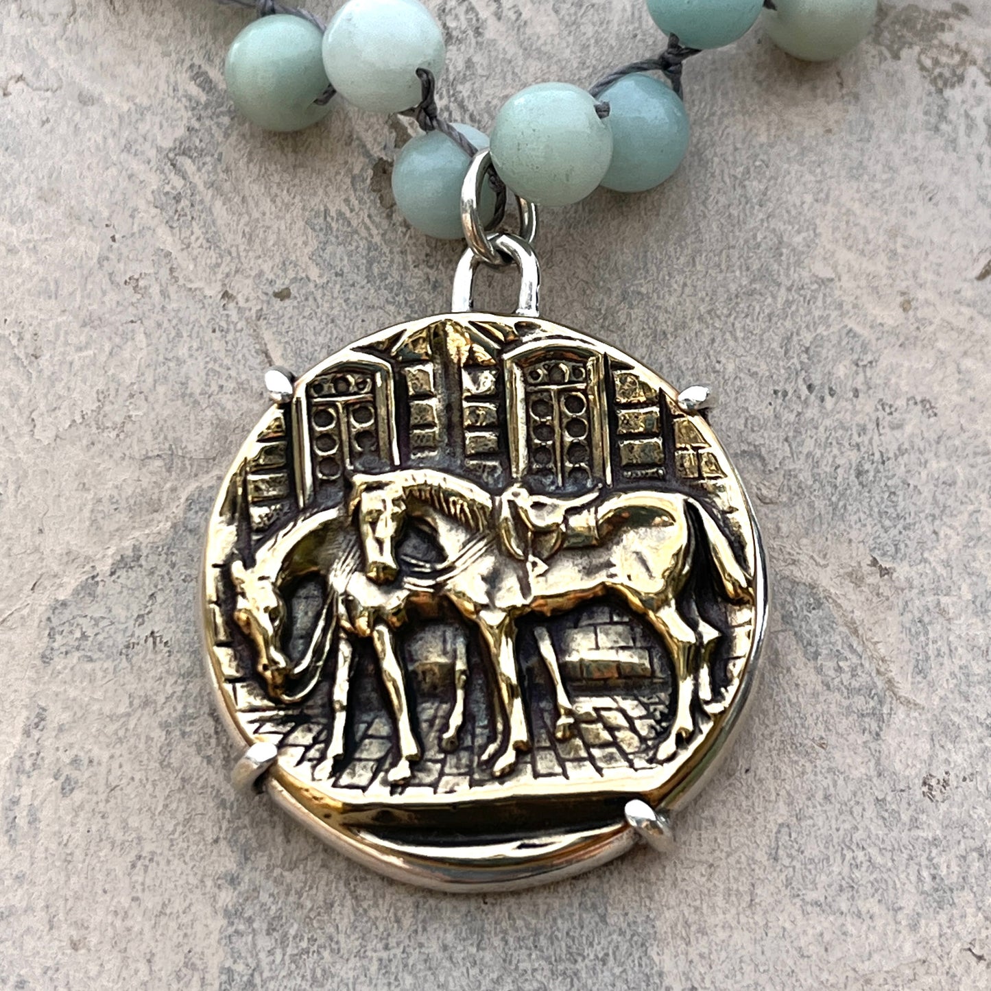 All Saddled Up on Pearl Medal Necklace