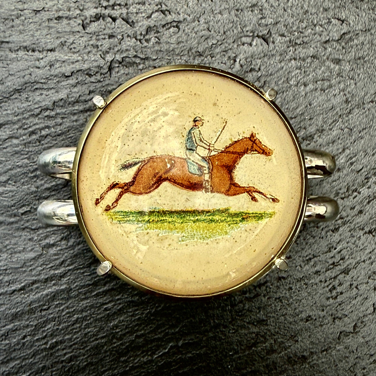 Beautiful Cream Race Horse Rosette Cuff Bracelet