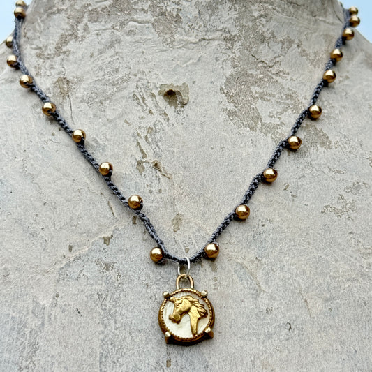 Little Lovely Golden Horse Head Necklace