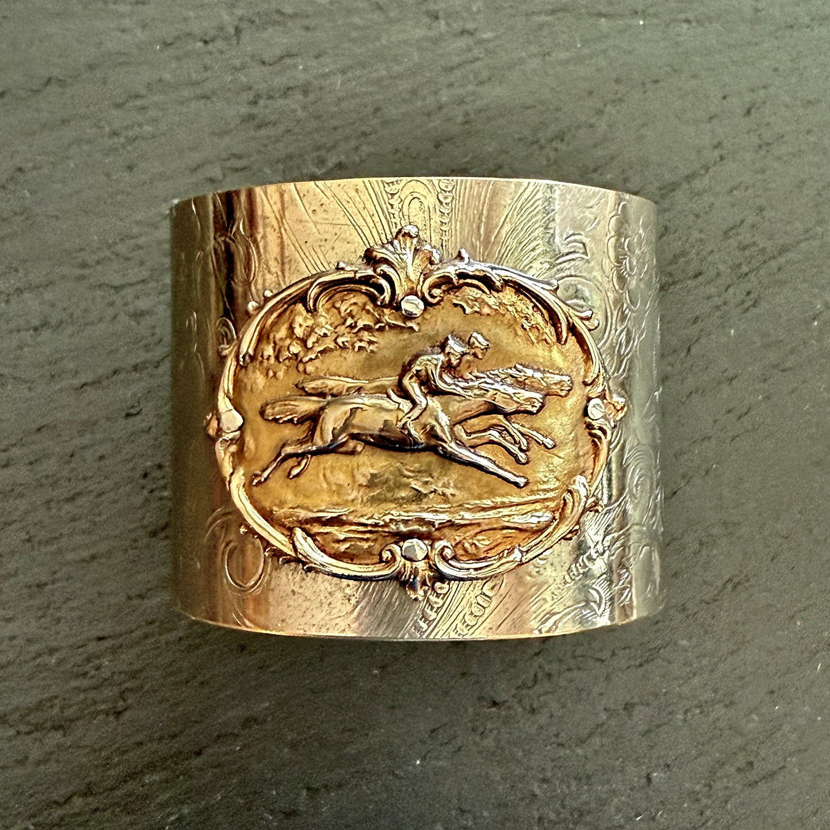 Silver Platter Horse Racing Cuff Bracelet - 2