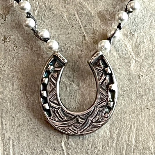 Victorian Luck on Pearl Horseshoe Necklace