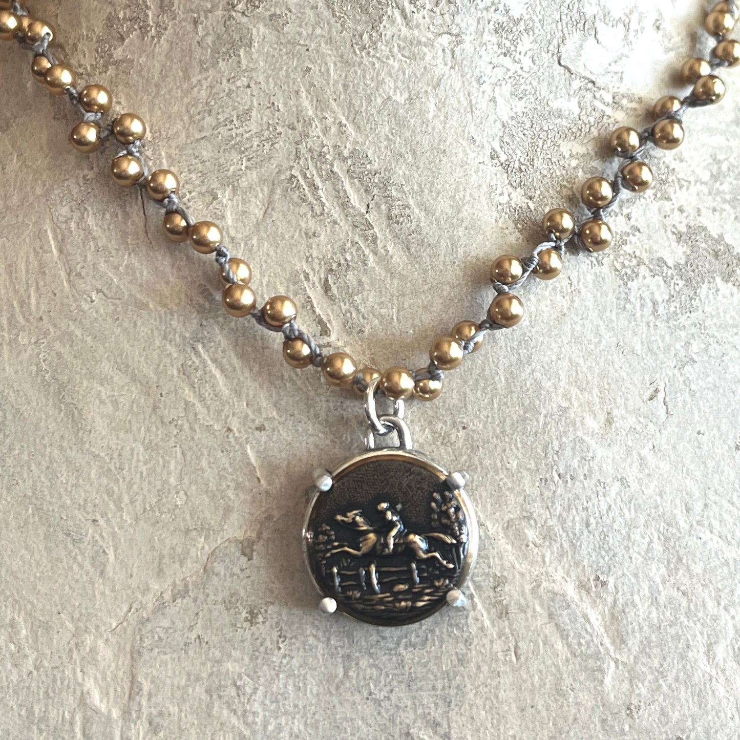 Galloping Horse Button Necklace