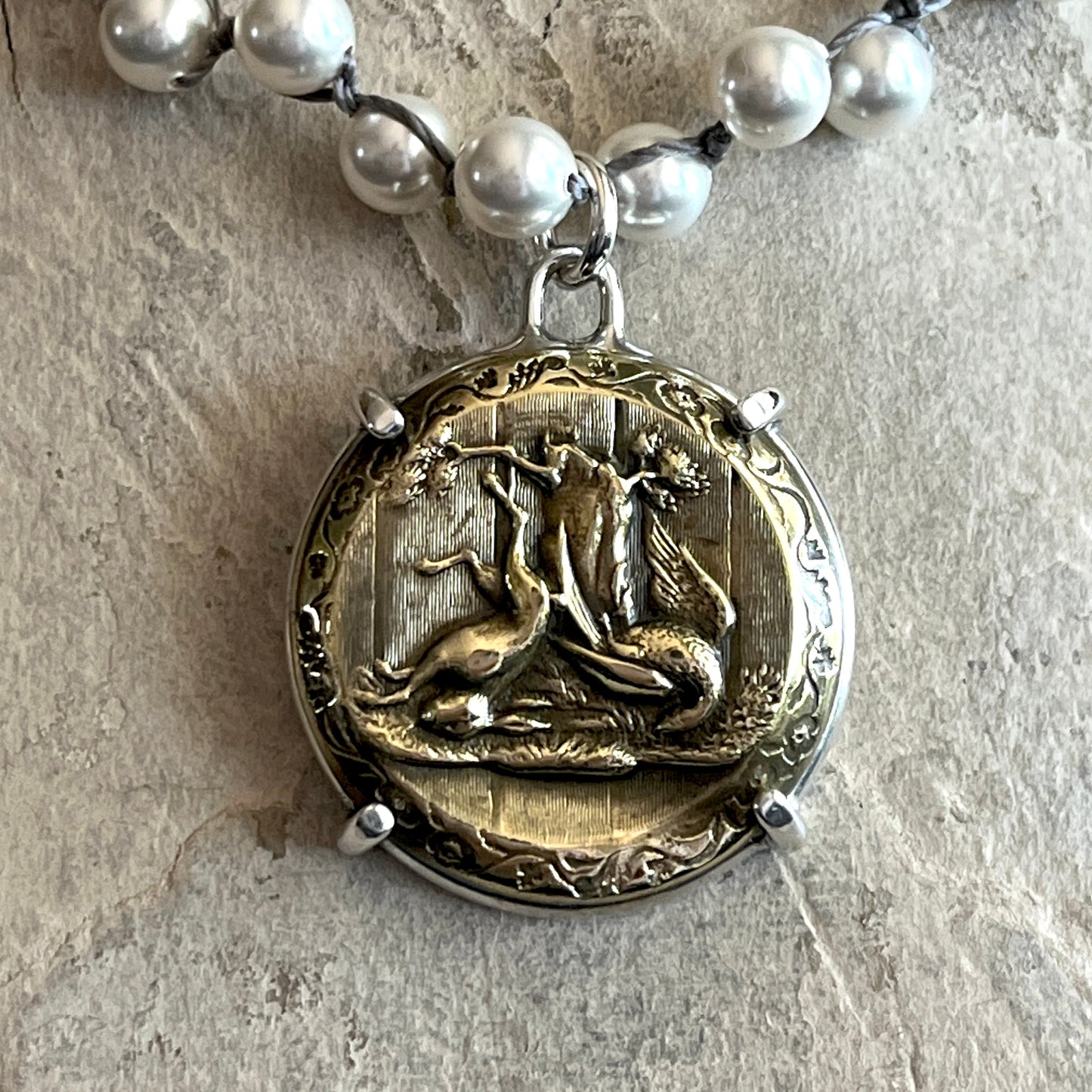 Hare & Pheasant Button Necklace