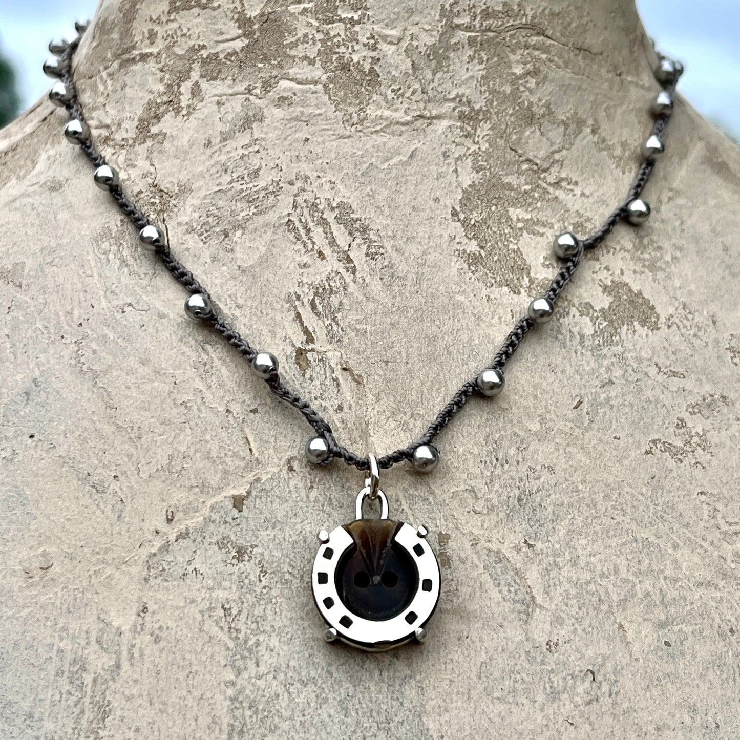 Little Lovely Antique Horseshoe Button Necklaces