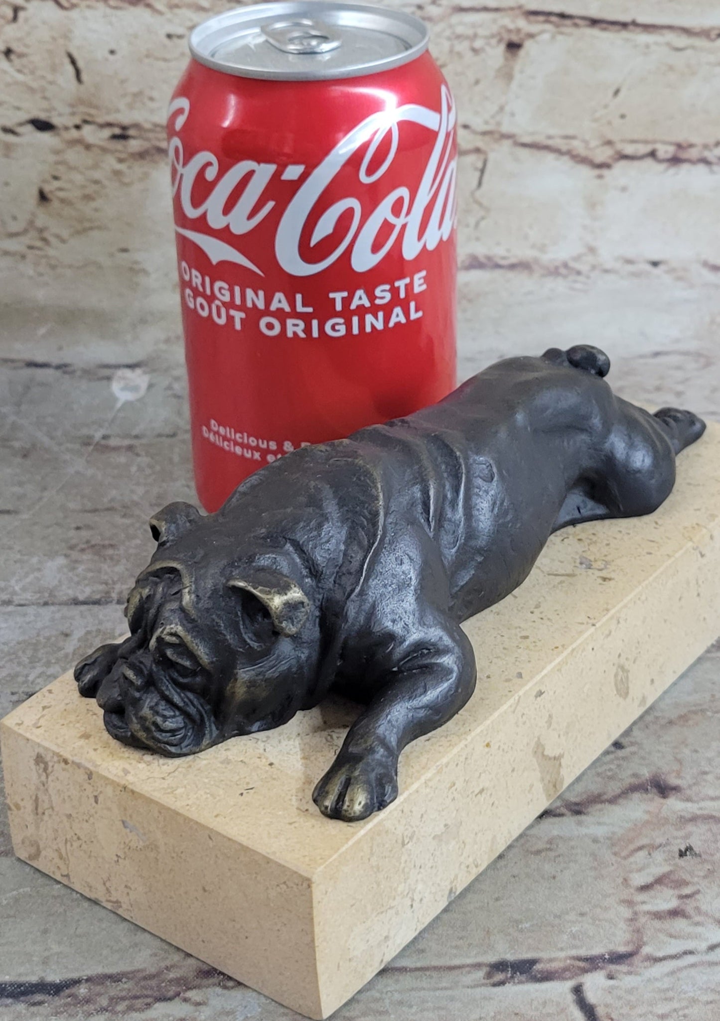 Art Deco English Bulldog Dog 100% Solid Bronze Sculpture Statue Home Decor