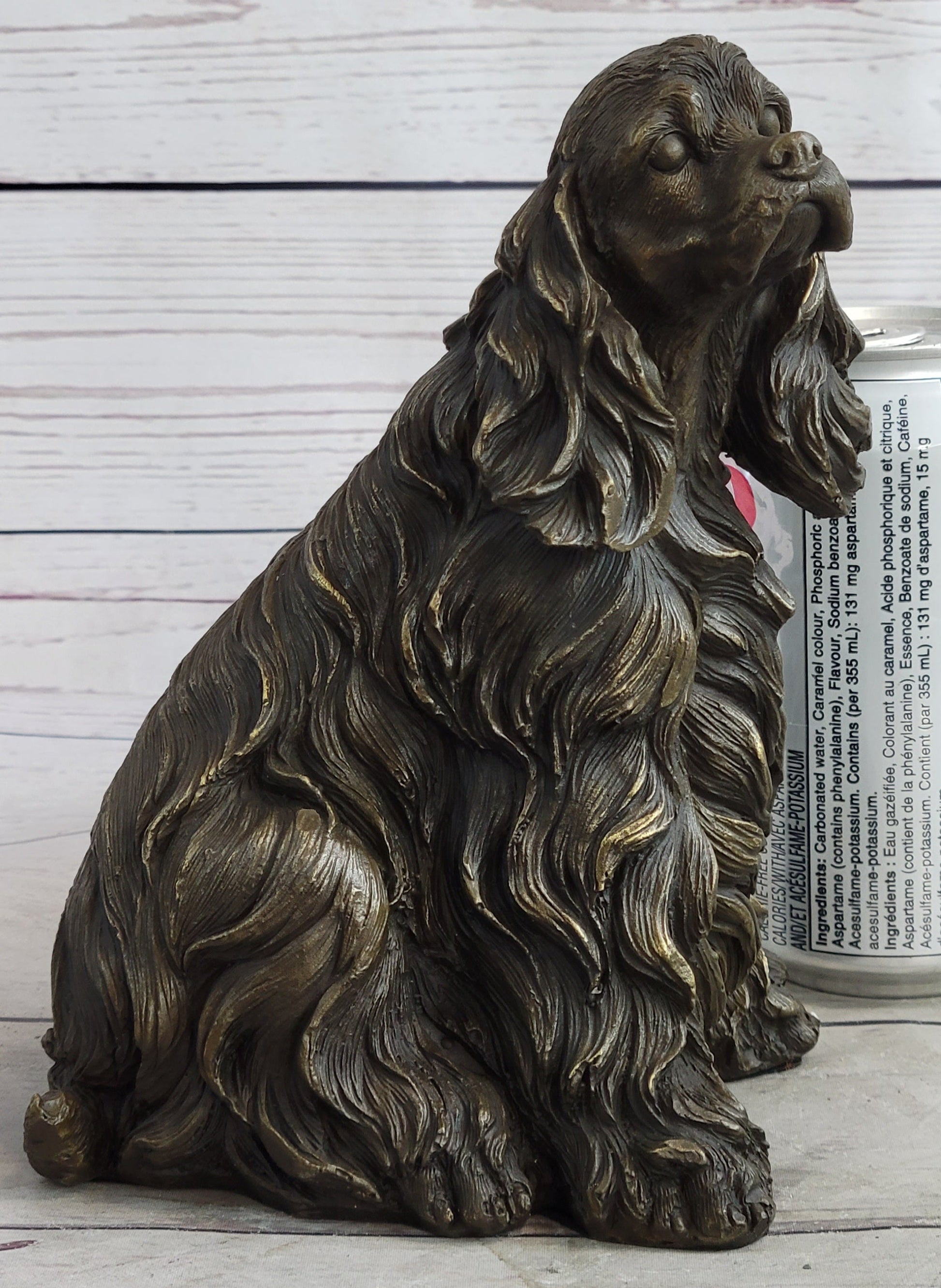 Bronze Metal Figurine Sculpture Statue of a Dog Cocker Spaniel or King Charles Cavalier