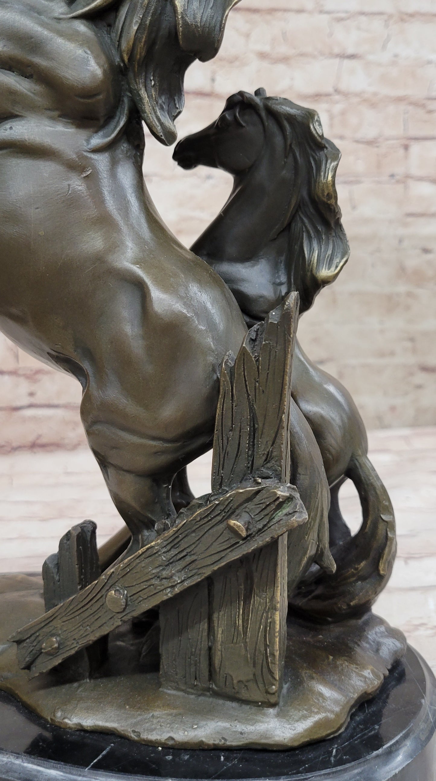 Mare and Foal Rearing Sculpture by P.J Mene