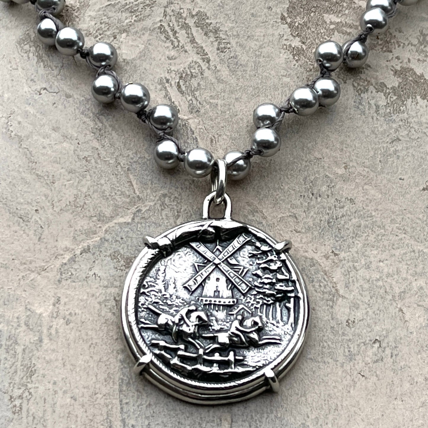 Dutch Windmill on Pearls Necklace