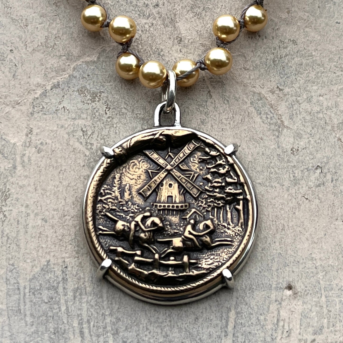 Dutch Windmill on Pearls Necklace