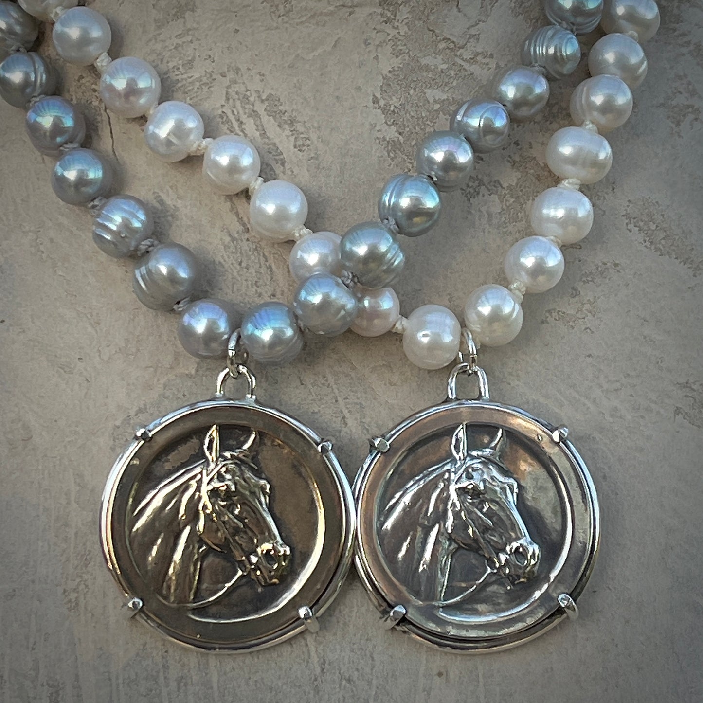 Big Red Horse Medal Necklace