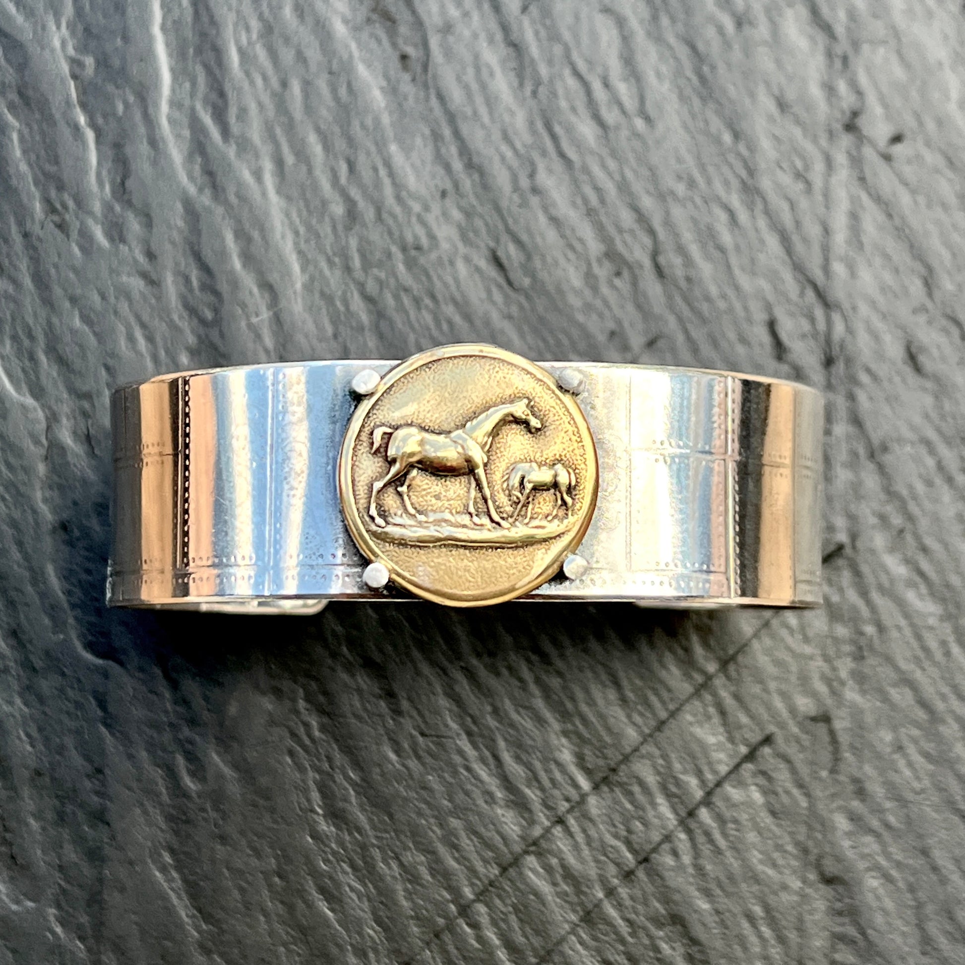 Sterling Mare & Foal Cuff Bracelet