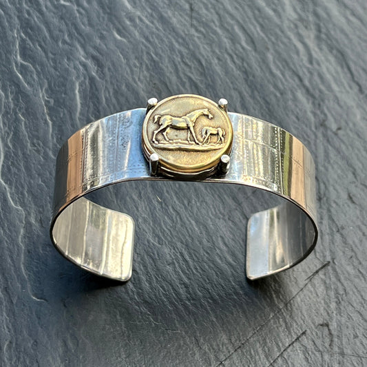 Sterling Mare & Foal Cuff Bracelet