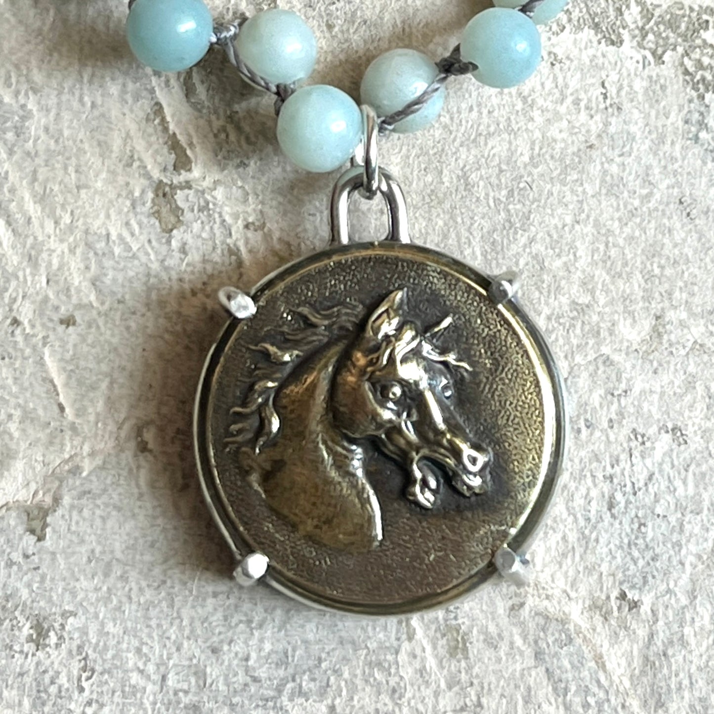 Brass Horse Button Necklace