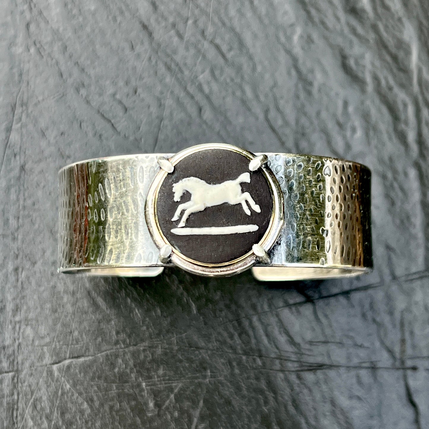 Sterling Jasperware Cuff Horse Bracelet