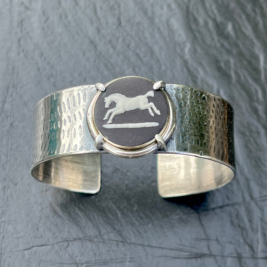 Sterling Jasperware Cuff Horse Bracelet