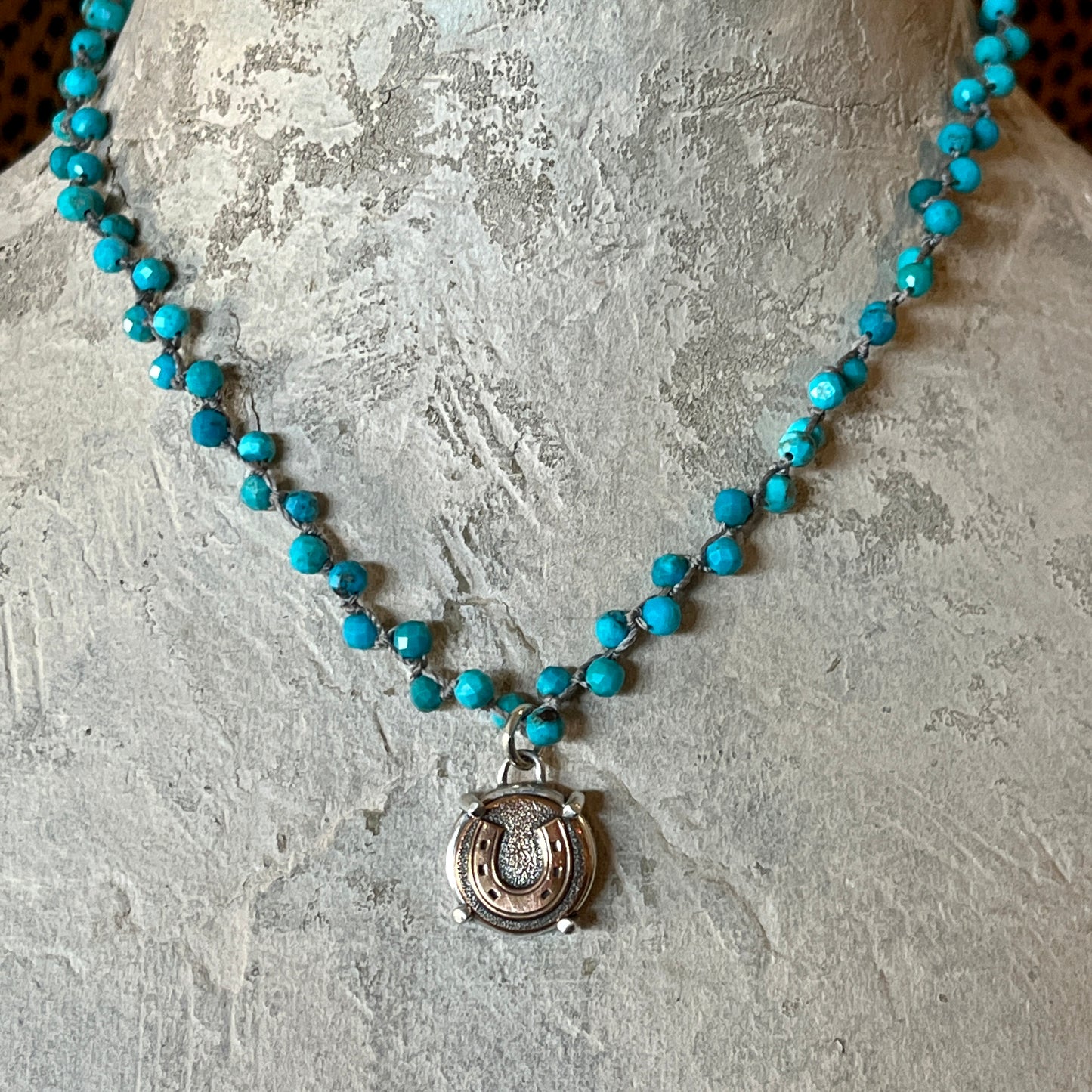 Little Lovely Bronze Horseshoe Button Necklace