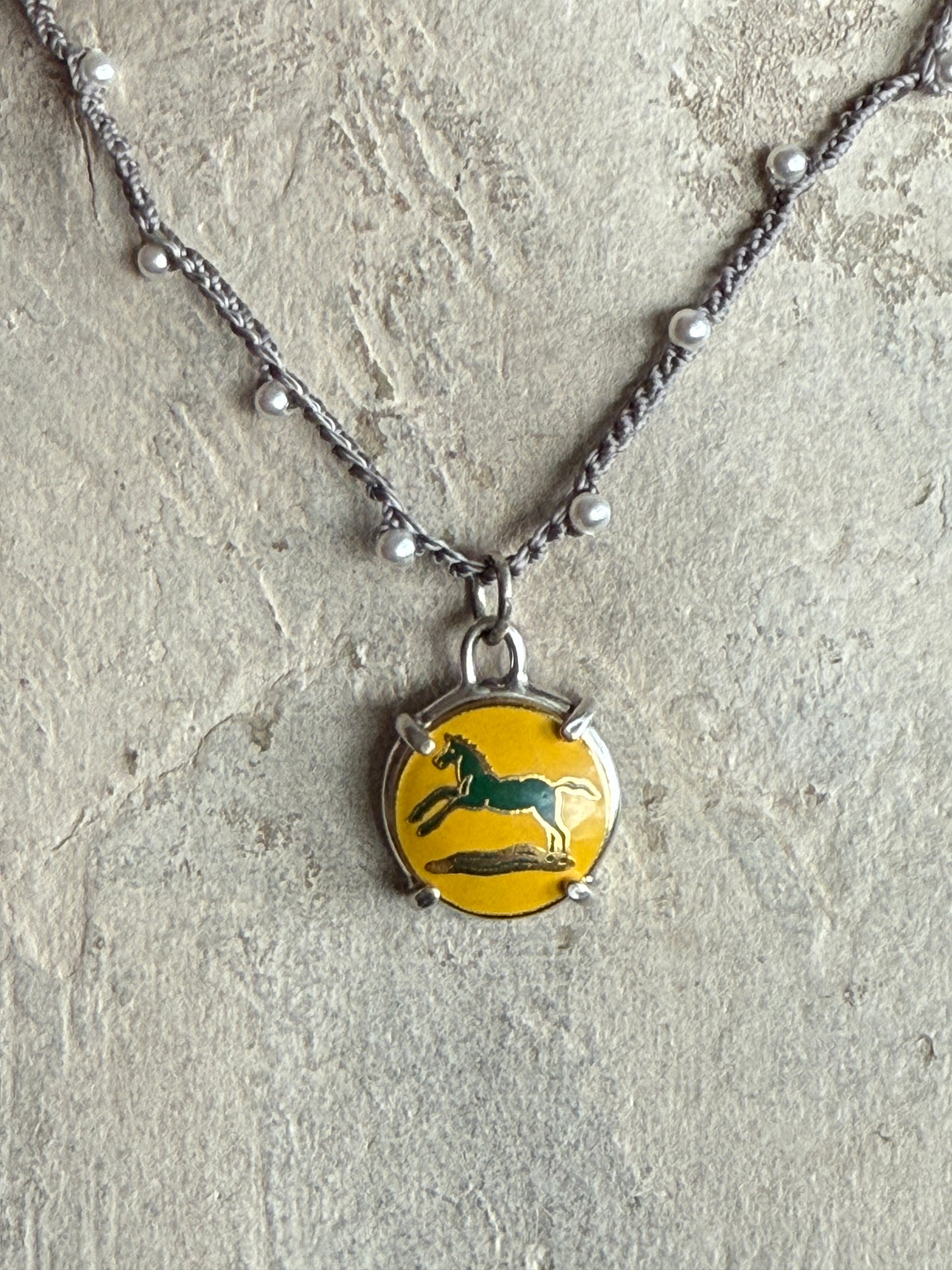 Little Lovely Yellow Enamel Horse Necklace